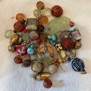 36-piece charms & beads - glass, metal, wood
